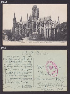 GREAT BRITAIN 1917, Censored fieldpost card, Rouen France, WWI
