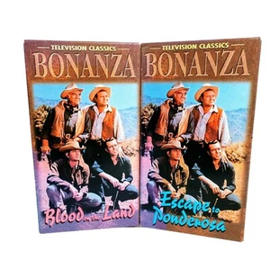 Bonanza On 2 VHS Tapes "Escape To Ponderosa" & "Blood On The Land" Vintage TV - Picture 1 of 3