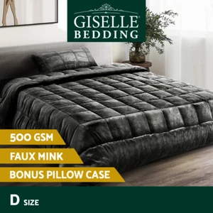 Giselle Bedding Faux Mink Quilt Plush Throw Blanket Comforter Duvet Cover Double - Picture 1 of 11