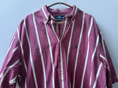 Camisa Ralph Lauren True Vintage a Rayas con Botones Para Hombre XL Manga Corta Foto 1 de 4