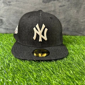 New Era Yankees 1999 World Series Patch Fitted Hat MLB Black Denim Mens size 7 - Picture 1 of 10