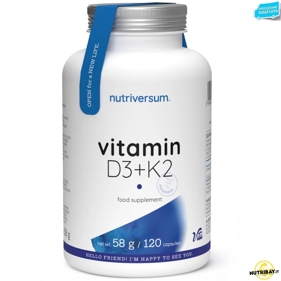 Nutriversum Vitamin D3+K2 - 120 caps Vitamina d3 e k2 - Immagine 1 di 1