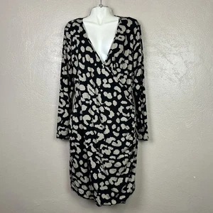 Vestido Banana Republic XL Estampado Animal Blanco y Negro Verdadero Envolvente Spandex - Imagen 1 de 12