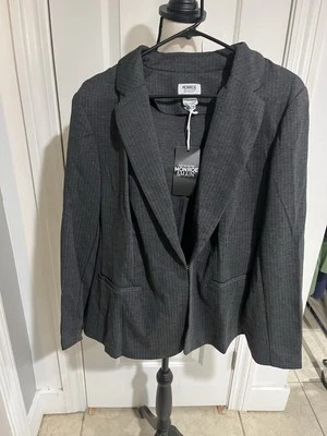 Women’s Plus Size Monroe & Main Grey Striped Blazer - Image 1 of 4