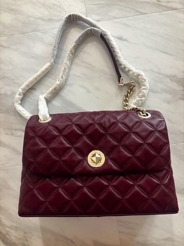 Borsa a tracolla Kate Spade Natalia liscia trapuntata pelle ciliegio media patta