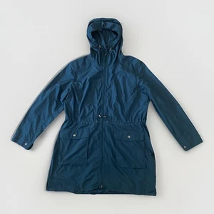 J. Jill Fit Wind Rain Jacket Anorak Long Hood Lightweight Sz L TEAL Blue - Picture 1 of 10