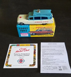 CORGI 437 SUPERIOR AMBULANCE ON CADILLAC CHASSIS + MODEL CLUB CERTIFICATE NEW - Picture 1 of 8