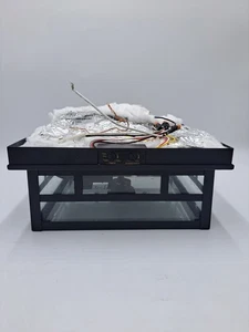 Lámpara de techo exterior negra de 2 luces de 15" de vidrio de semilla transparente - Imagen 1 de 13