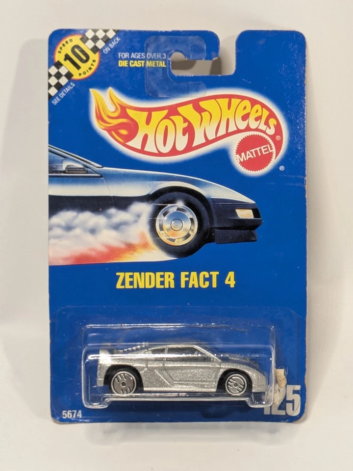 Hot Wheels 1990 Zender Fact 4 Metallic Silver 5674 No 125 Speed Points