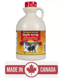 Maple Syrup (1-Litre) Old Fashioned Maple Crest Large Size Canada Grade A Sweet - Picture 1 of 3