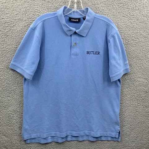 Butler Bulldogs Shirt Mens Large Ashworth Golf Polo Blue Short Sleeve Collar Cover