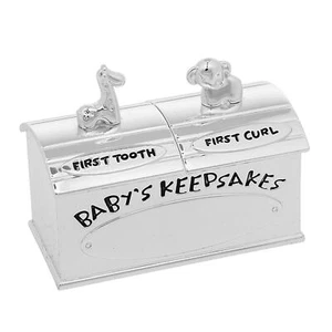 Baby First Tooth / Curl Trinket Box Silver Plated - Animals - Picture 1 of 5