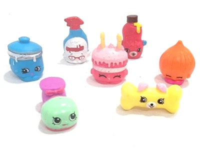Shopkins 7 件装混合 Saucy Pan Petkin 喷雾瓶洋葱上装克洛伊蛋糕 — 第 1/4 张图片