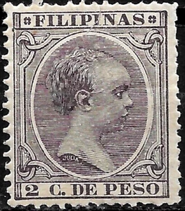 1890 -97 PHILIPPINES FILIPINAS ALFONSO XIII SC#145 MH OG - Picture 1 of 2