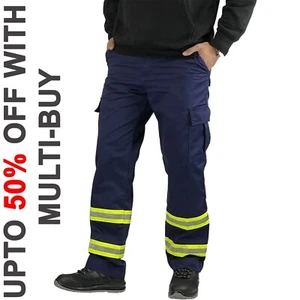 Pantaloni da lavoro da uomo Hi Vis visibilità riflettenti carico - Foto 1 di 6