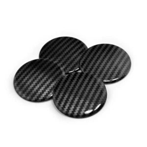 4pcs 50mm Carbon Fiber Stripe / Car Emblem Hub Wheel Center Cap Cover Sticker. - Picture 1 of 4