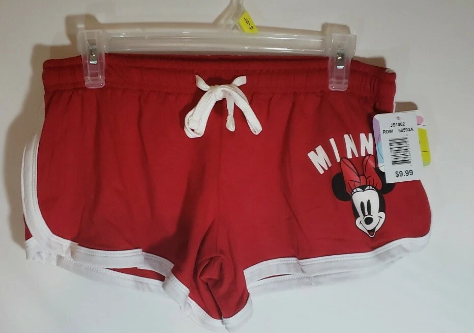 Disney Minnie Mouse Drawstring Shorts Girls Medium 7/9 Red White