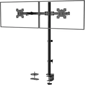 Extra Tall Dual LCD Monitor Fully Adjustable Desk Mount Fits 2 Screens up to 27" - Picture 1 of 9