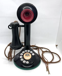 Vintage CANDLESTICK Rotary Telephone 6C1 Transmitter ROCK ISLAND Dial Plate - Picture 1 of 23