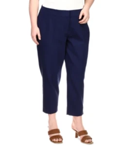 Michael Kors PLUS Navy Stretch Cotton Twill Ankle Pants 24W NW T $84 - Picture 1 of 8