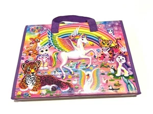 Lisa Frank Tri Plegable Carpeta Arte Pegatinas Puzzle Unicornio Tikkani Estuche Retro - Imagen 1 de 12