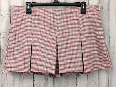 Falda De Colección Y2K Urban Outfitters Skort L Mini Rojo Pata de Gallo Preppy Grunge Punk Foto 1 de 4