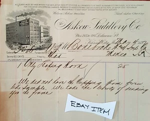 1897 KANSAS CITY, MO. ASKEW SADDLERY CO. BILLHEAD WILSON ASKEW FRANK ASKEW - Picture 1 of 2