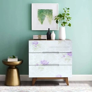 10M SHABBY CHIC FLORAL FABLON PURPLE ROSE STICKY BACK PLASTIC ADHESIVE FILM UK - Picture 1 of 8
