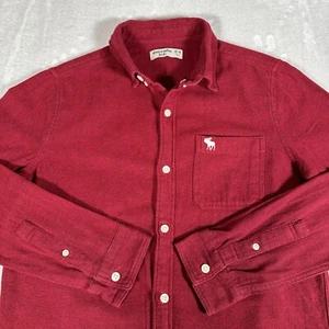 Abercrombie Kids Youth Button Up Shirt Long Sleeve Flannel Red Size 15 / 16 EUC - Picture 1 of 11
