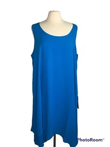 Vestido elástico azul sin mangas talla grande 18-20 cremallera dorada espalda cruzada avenida nuevo con etiquetas - Imagen 1 de 11