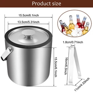 Double Wall Insulated Ice Cube Bucket Stainless Steel Ice Bucket for Party pacaI - Picture 1 of 11