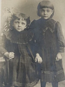 orig. Foto AK Kind Kinder Mode 1902 Mädchen Geschwister - Bild 1 von 3