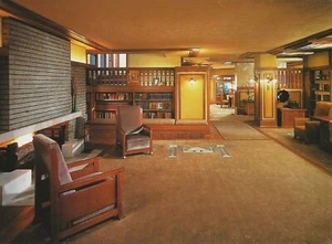 Postcard Frank Lloyd Wright May House (1908) Living Room Grand Rapids, MI Unused - Picture 1 of 1