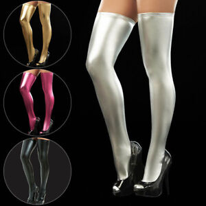 Lady Women Sexy Thigh High Socks PU Leather Over Knee Long Stockings Socks Gift