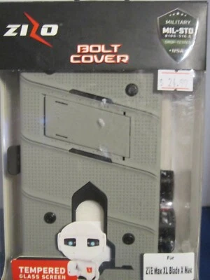 Cubierta de perno Zizo gris para ZTE Max XL hoja X Max pantalla de vidrio templado abierta nueva Foto 1 de 4