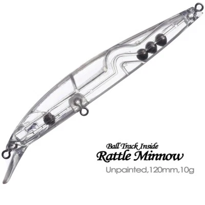 20PCS 12CM 10G Floating Rattle Minnow Unpainted Bait Blank Fishing Lure model - Image 1 of 4