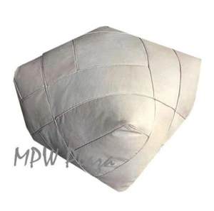 MPW Plaza ZigZag Pouf, Natural, Moroccan Leather Ottoman (Stuffed) - Picture 1 of 1