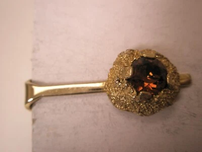 Red Rhinestone Vintage SMALL Tie Bar Clip simple design plain - Image 1 of 4