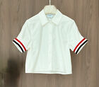 Thom Browne Cotton Short Sleeve Shirt Top for Ladies White