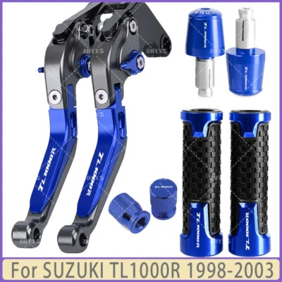 Blue - For SUZUKI TL1000R 1998-2003 CNC Handle Grips End Cap Brake Clutch Levers Foto 1 de 4
