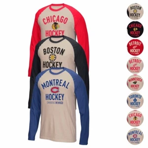 NHL "Historic" Premium Tri-Blend Team Logo Long Sleeve T-Shirt Collection Men's - Picture 1 of 19
