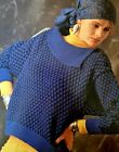 1980s Split Collar Batwing Button Shoulder Diamond Lattice Knitting Pattern