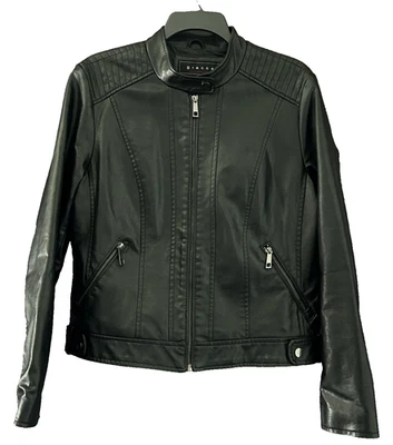 Chaqueta de motocicleta Giacca para mujer de cuero sintético negra talla grande estilo motociclista Y2K Foto 1 de 4