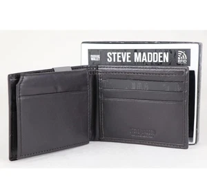 Steve Madden Bi-Fold Billfold Genuine Leather Wallet W / RFID  Black N80003/08RF - Picture 1 of 5