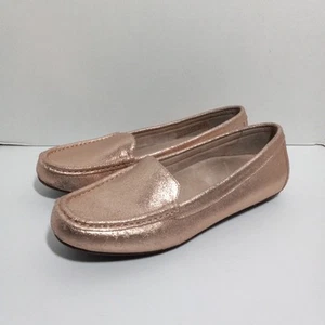 Vionic Loafer Mokassin Damenschuhe Größe 9, roségoldfarben metallic Leder flach sehr guter Zustand - Bild 1 von 16