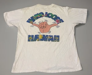 Vintage 80s Hang Loose Hawaii Surf Apparel White T-Shirt Cyber Skate Medium - Bild 1 von 6