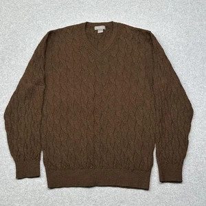 Daniel Cremieux Sweater Mens Large 100% Alpaca V Neck Cable Knit Signature - Picture 1 of 8
