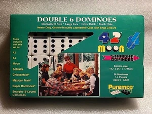 New Vintage Puremco Dominoes Tournament Extra Thick Marblelike Ostrich Leatheret - Picture 1 of 16