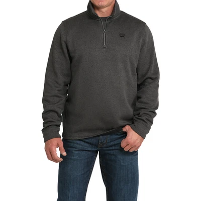 Pullover acanalado gris carbón 1/4 cremallera Cinch para hombre MWK1080020 Foto 1 de 4