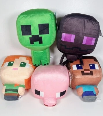 MINECRAFT Licensed Chibi Cute Plush Soft Toy Assorted ALEX STEVE ENDERMAN 25CM - Image 1 of 3